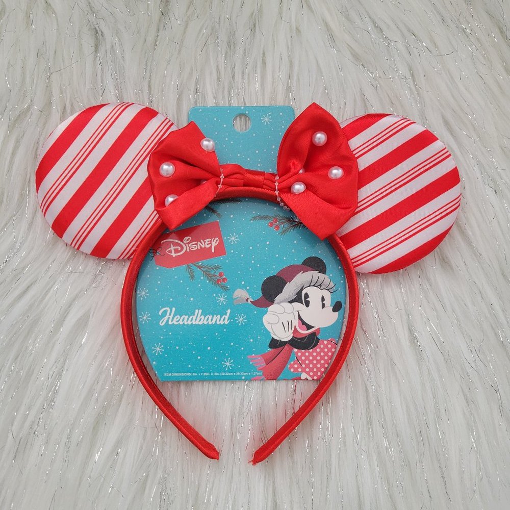 Candy Cane Minnie Mouse Ears Headband